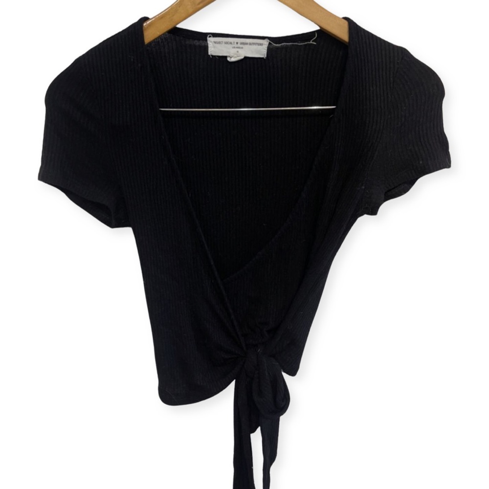 Urban outfitters comfy deep v + cross tie top🖤